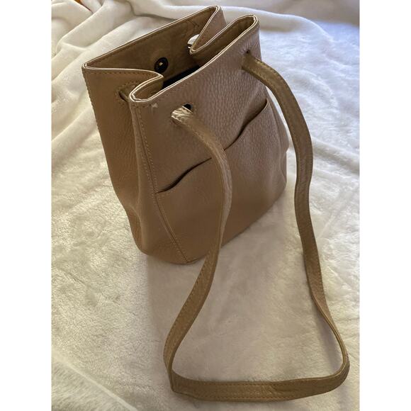 Vintage Coach Leather Sonoma Pull Through Handles Bucket Bag Crossbody GUC Tan - Picture 1 of 10
